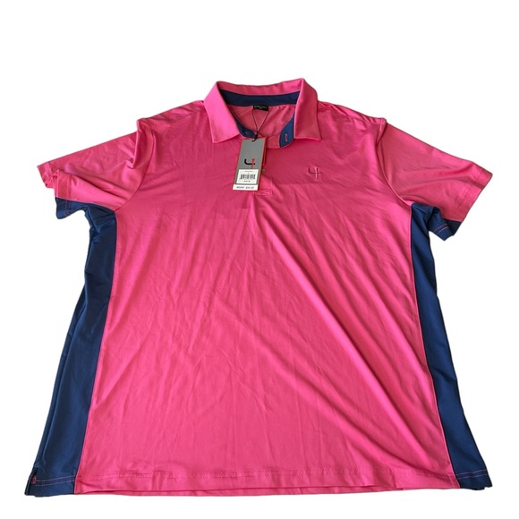 Short Par 4 golf Polo Shirt Bright Pink And Blue XL Whitfield Quick Dry - Picture 1 of 6